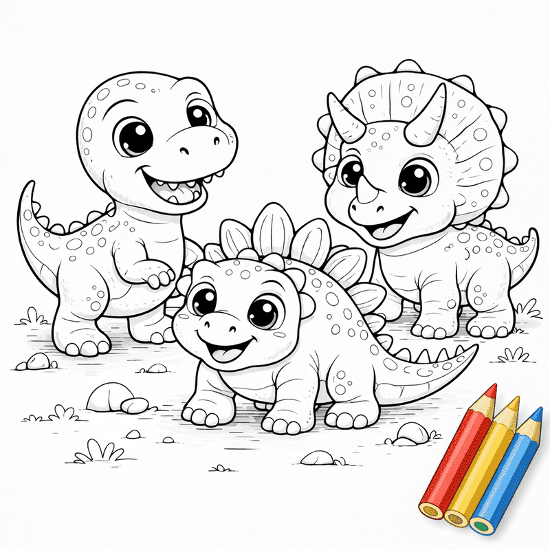 Dinosaurs coloring pages for kids